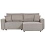 Left Hand Corner Sofa Bed Taupe Fabric Polyester Upholstered 3 Seater L-shaped Bed With Cushions Sleeping Function