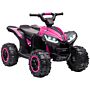 Homcom 12v Quad Bike With Forward Reverse Functions, Ride On Car Atv Toy With High/low Speed, Slow Start, Suspension System, Horn, Music, Pink