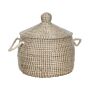 Basket Natural Seagrass With Handles Lid Handwoven Home Accessory Decor Storage