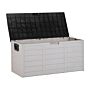 Garden Storage Box Beige Black Plastic 112 X 50 Cm With Handles Castors Outdoor Tool Box