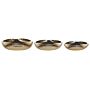 Set Of 3 Decorative Trays Gold Metal Trinket Jewellery Round Dish Textured Glamour