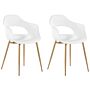 Set Of 2 Dining Chairs White Synthetic Material Sleek Legs Decorative