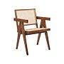 Accent Chair Light Wood Mahogany Rattan Brown Natural Wicker Back Minimalist Living Dining Room