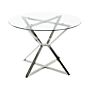 Dining Table Transparent And Silver Tempered Glass And Metal Legs ⌀ 105 Cm Glossy Finish Rectangular