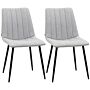 Homcom Grey Dining Chairs Of 2, Modern Kitchen Chairs With Linen-touch Upholstery And Steel Legs, Grey