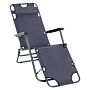 Outsunny 2 In 1 Sun Lounger Folding Reclining Chair Garden Outdoor Camping Adjustable Back With Pillow Grey