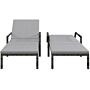 Outsunny Outdoor Pe Rattan Sun Lounger Set Of 2, Wicker Chaise Recliner Garden Chair With 5-level Adjustable Backrest And 2 Wheels, Grey