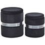 Set Of 2 Storage Pouffes Black Polyester Velvet Upholstery Footstool