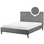 Eu Super King Size Bed Grey Fabric 6ft Upholstered Frame Honeycomb Quilted