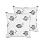 Set Of 2 Scatter Cushions White Cotton 45 X 45 Cm For Kids Throw Pillows Black Print Motif Removable Cases With Polyester Filling