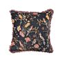 Decorative Cushion Black Pink Cotton 45 X 45 Cm Velvet Flower Motif Fringed Modern Glamour Decor