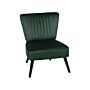 Armchair Green Velvet Armless Accent Chair Armless Vertical Tufting Wooden Legs