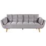 Sofa Bed Light Grey Velvet Fabric 3 Seater Wooden Legs Foam Filling Split Back Biscuit Padding