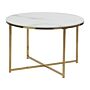 Coffee Table Round Marble Effect White Gold Base 70 Cm