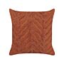 Scatter Cushion Orange Cotton 45 X 45 Cm Geometric Pattern Removable Cover With Filling