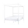 Canopy Bed Frame White Metal 140 X 200 Cm Double Size Plywood Slats