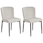 Set Of 2 Chairs Light Grey Polyester Knitted Texture Metal Legs