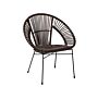 Rattan Armchair Brown Wicker Black Metal Legs Papasan Living Dining Room