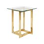 Coffee Table Clear Transparent Gold Square Glass Tabletop Metal Base