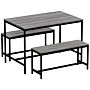 Roslyn 4 Seater Dining Table With Bench Set, Grey