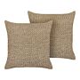 Set Of 2 Jdecorative Cushion Beige Jute 45 X 45 Cm Woven Plaited