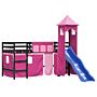 Vidaxl Kids' Loft Bed With Tower Pink 90x200 Cm Solid Wood Pine