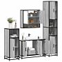 Vidaxl 4 Piece Bathroom Furniture Set Grey Sonoma Engineered Wood