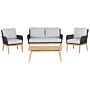 Garden Conversation Set Acacia Wood Grey Cushions Modern Outdoor 4 Seater With Coffee Table