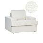 Armchair White Boucle Upholstered Cushioned Thickly Padded Backrest Classic Living Room Couch