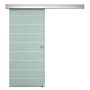 Homcom Tempered Glass Sliding Barn Door Kit Aluminum-alloy Rail W/handle-frosted Glass W/ Stripes