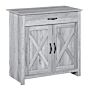 Homcom Farmhouse Barn Door Sideboard Storage Cabinet Coffee Bar For Living Room – Grey Grain