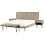 Bedroom Set Beige Eu Super King Size 6ft Bed 2 Bedside Tables Bed Bench Modern Headboard