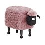 Kids Animal Stool Pink Faux Fur Footstool With Storage Black Legs Children Seat