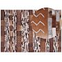 Cowhide Area Rug Brown Hair On Leather Patchwork Striped Scandinavian Patterns 160 X 230 Cm