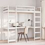 Vidaxl Loft Bed Frame With Desk White 75x190 Cm Solid Wood Pine