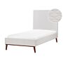 Eu Single Bed Off-white Velvet Fabric 3ft Upholstered Frame Headboard Honeycomb Quilted