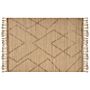 Area Rug Beige Jute 200 X 300 Cm Handwoven Lines Geometric Pattern With Tassels Natural Boho Style Textile