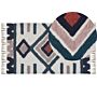 Area Rug Multicolour Cotton 80 X 150 Cm Scandinavian Pattern Handwoven Tufted Rectangular