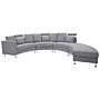 Curved Sofa Light Grey Upholstery Modular 7-seater Adjustable Headrests