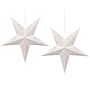 Set Of 2 Star Lanterns White Glitter Paper 60 Cm Hanging Christmas Home Decororation Seasonal Festive Beliani