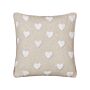 Scatter Cushion Beige Cotton 45 X 45 Cm Throw Pillow Embroidered Hearts Pattern