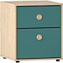 Junior Vida Neptune 2 Drawer Bedside Table, Blue & Oak