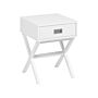 Bedside Table White Rectangular Top Storage Drawer Wooden Legs