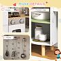 Aiyaplay Toy Kitchen, Kids Play Kitchen Role Playing Game With Phone, Ice Maker, Stove, Sink, Utensils, For 3-6 Years, White