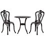 Bistro Set Brown Aluminium Garden Outdoor 2 Seater Table Ø 65 Cm 2 Chairs