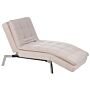 Chaise Lounge Beige Velvet Tufted Adjustable Back And Legs