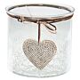 Smoked Midnight Crackled Heart Large Candle Holder