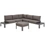 Outdoor Lounge Set Grey Aluminium Modular L-shaped Corner Sofa With Ottoman Modern 5 Seater Garden Set