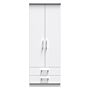 Devon Tall 2 Drawer Wardrobe In White