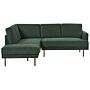 Right Hand Corner Sofa Polyester Dark Green 4-seater Upholstered Metal Legs Woven Fabric Cushioned Back